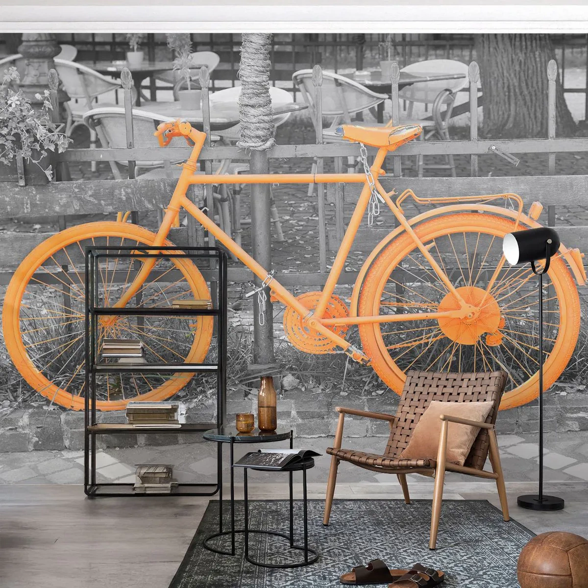 Tapet Autoadeziv Deluxe Sticker - Du-te, eu aștept aici - Bicicleta de epocă, Oraș, Călătorii - 250x175 cm