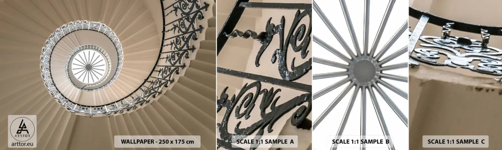 Mostră de Tapet Standard Eco - În interiorul cochiliei - Scări, Creț, Ornament - 100x30 cm