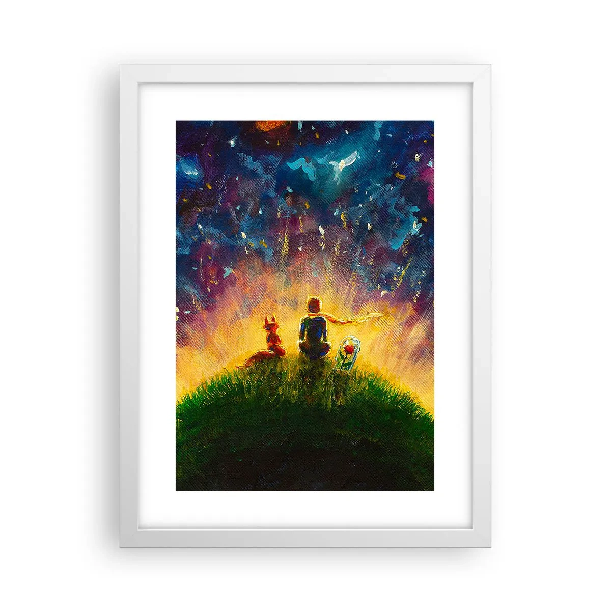Poster în ramă albă - Dragoste și prietenie - întreaga lume - 30x40 cm