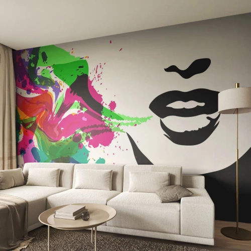 Tapet Premium Canvas - O poveste în culorile curcubeului - Abstracția, Gură, Grafică colorată - 250x175 cm