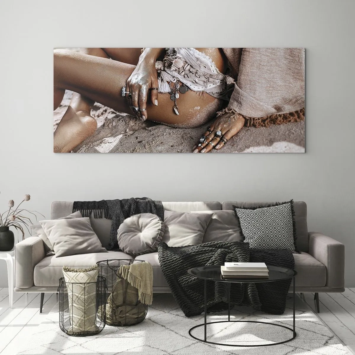 Tablou pe sticlă - Aruncată de valuri? - 100x40 cm