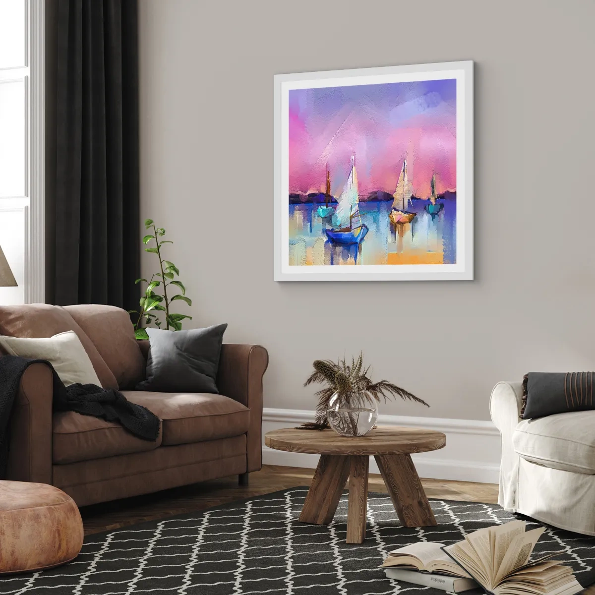 Poster în ramă albă - Direcția: ape largi - 60x60 cm