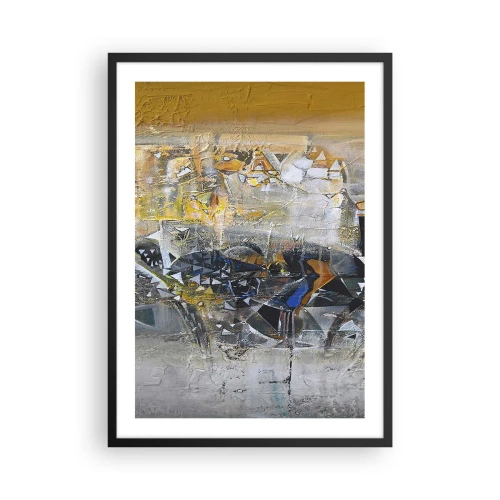 Poster în ramă neagră - O compoziție abstractă în nuanțe de auriu și gri. - 50x70cm - Totul va fi bine - Decorațiune modernă pentru perete pentru living și dormitor ARTTOR
