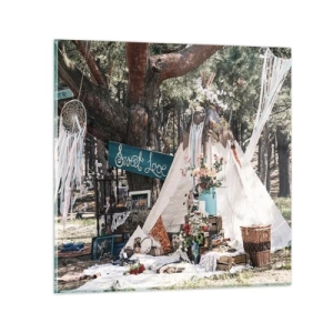 Tablou pe sticlă - Make love… - 70x70 cm