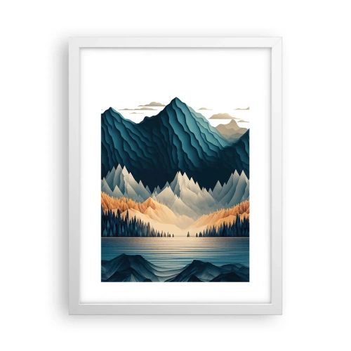 Poster în ramă albă - Peisaj montan perfect - 30x40 cm