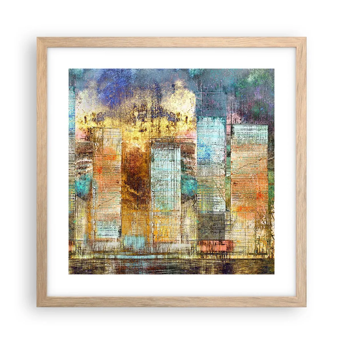 Poster în ramă de stejar deschis - Metropola însorită - 40x40 cm