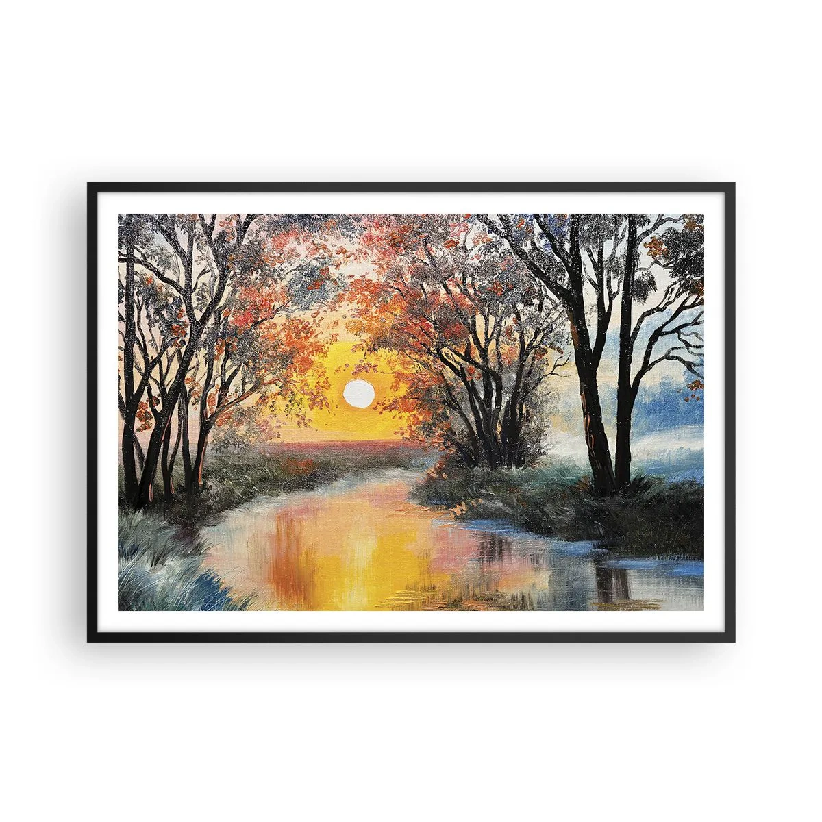 Poster în ramă neagră - Atmosferă de toamnă - 100x70 cm