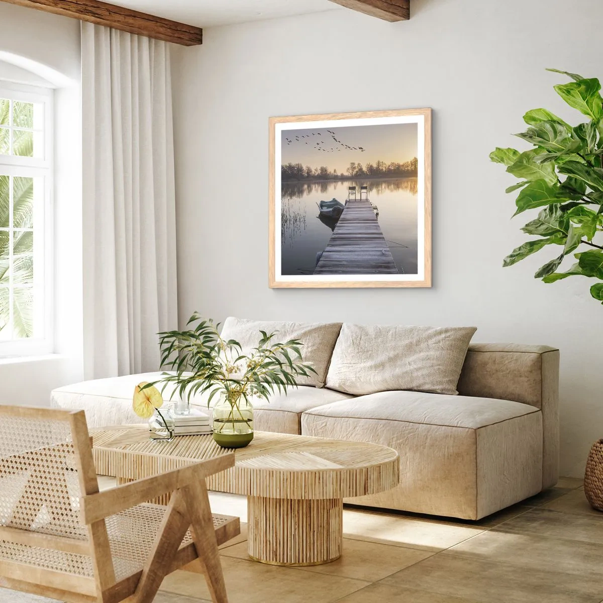 Poster în ramă de stejar deschis - O să mă întorc în curând - 40x40 cm