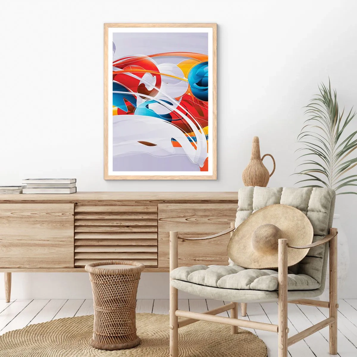 Poster în ramă de stejar deschis - Dansul elementelor - 70x100 cm