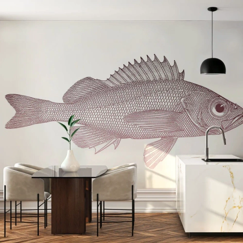 Tapet Premium Sand - Pește cu ochi mari - Peşte, Sub apă, Minimalist - 100x70 cm