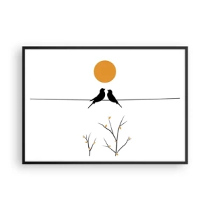 Poster în ramă neagră - Seară cu privighetori - 100x70 cm