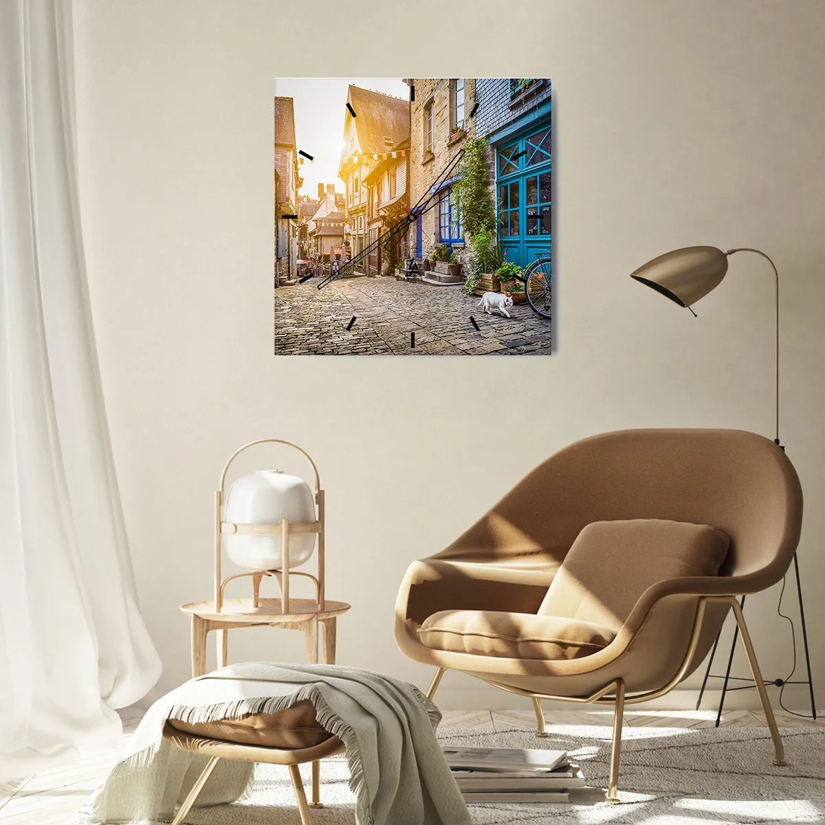 Ceas de perete - Ceas pe sticlă - Fantoma albă a orașului - 40x40 cm