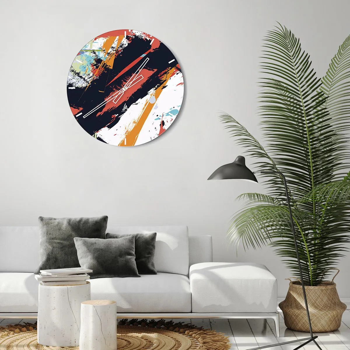 Ceas de perete - Ceas pe sticlă - Compoziție dinamică - 30x30 cm