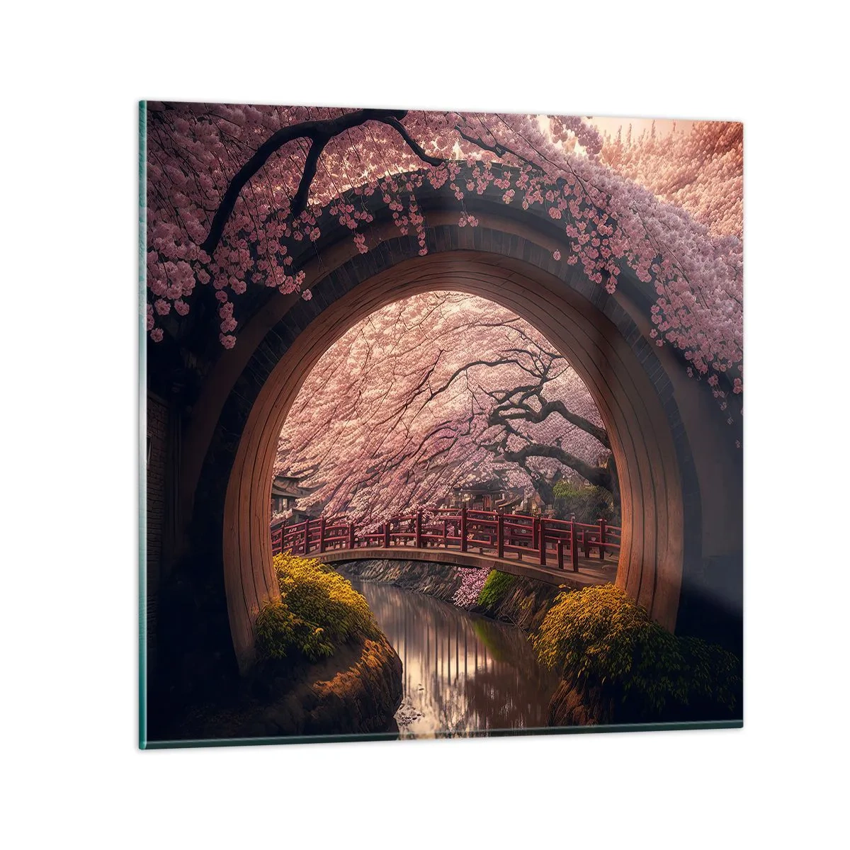 Tablou pe sticlă - Primăvara japoneză - 60x60 cm