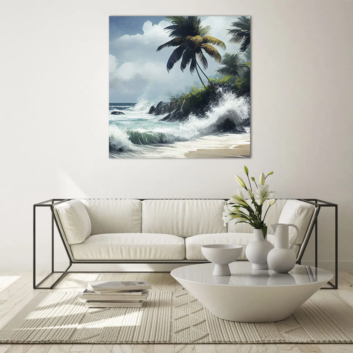 Tablou pe sticlă - Pe un țărm tropical - 40x40 cm