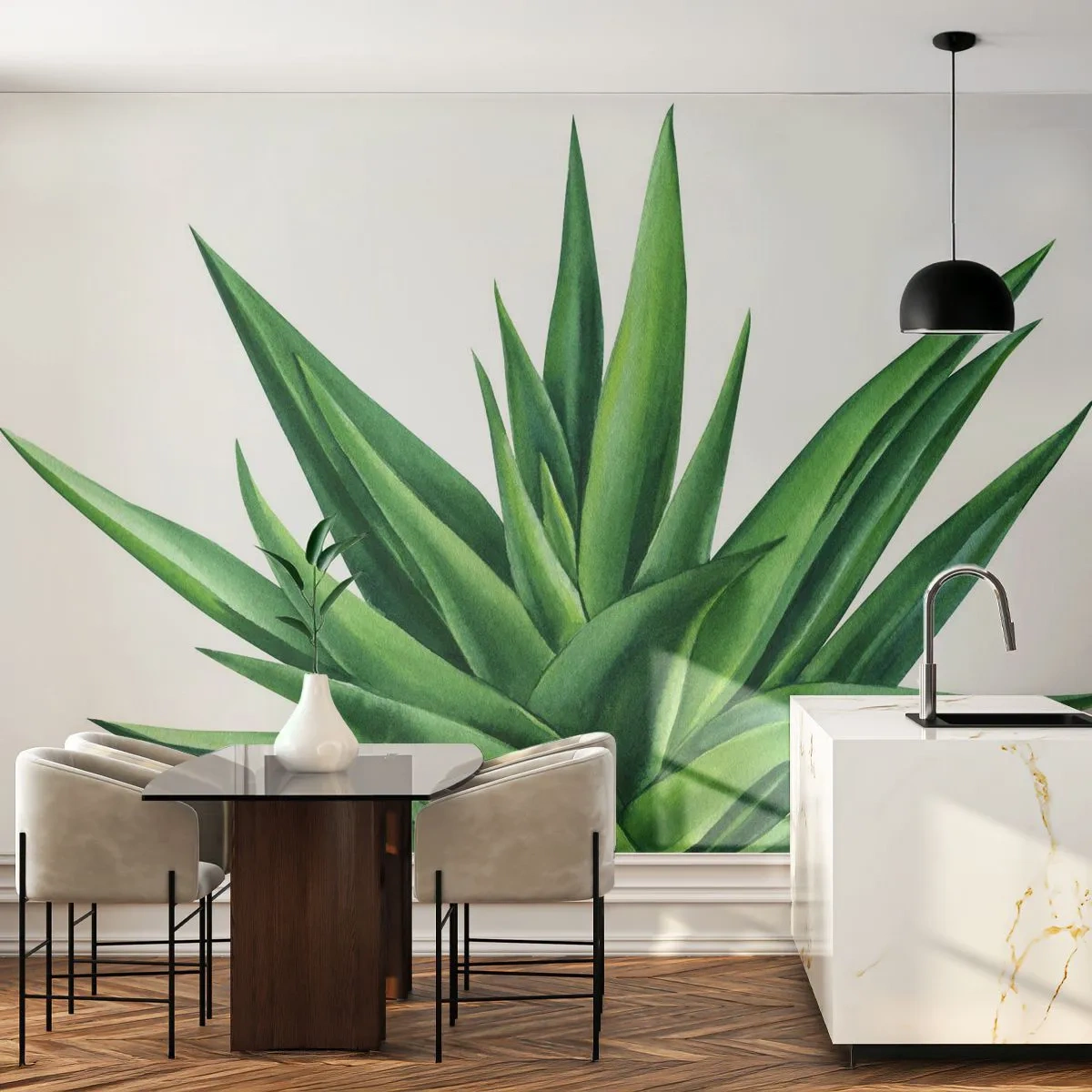 Tapet Premium Sand - Verde - putere - viață - Plantă, Aloe, Botanică - 100x70 cm