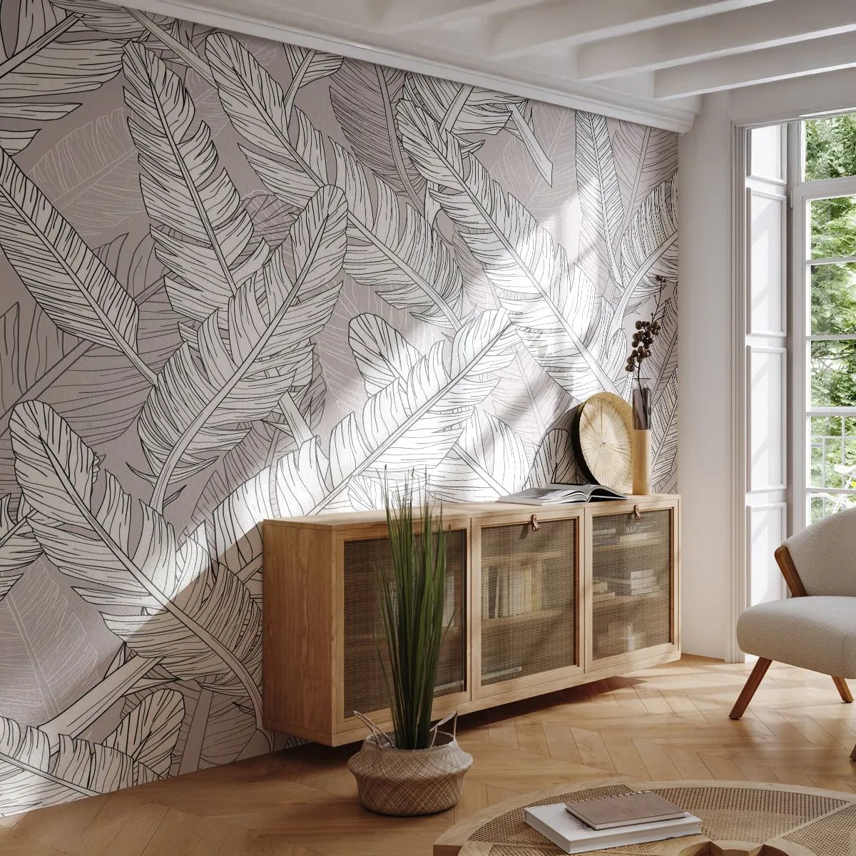 Tapet Standard Eco - Vijelie cu pene - Abstracția, Pene de pasăre, Grafică - 400x280 cm