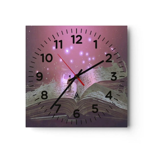 Ceas de perete - Ceas pe sticlă - O invitație către o altă lume - citiți! - 40x40 cm