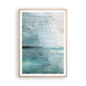Poster în ramă de stejar deschis - Orizontal în albastru - 70x100 cm