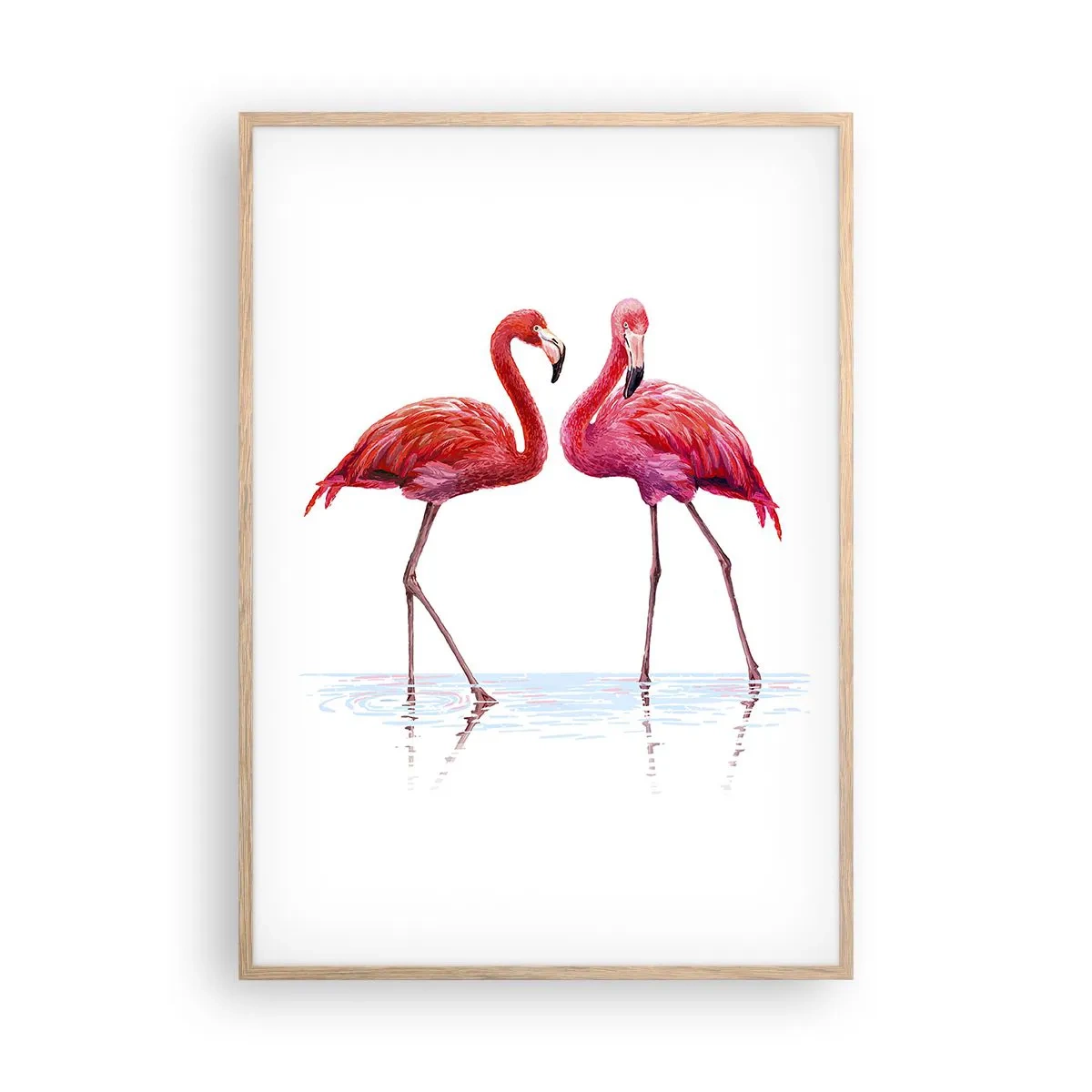 Poster în ramă de stejar deschis - Pink randez-vous - 70x100 cm