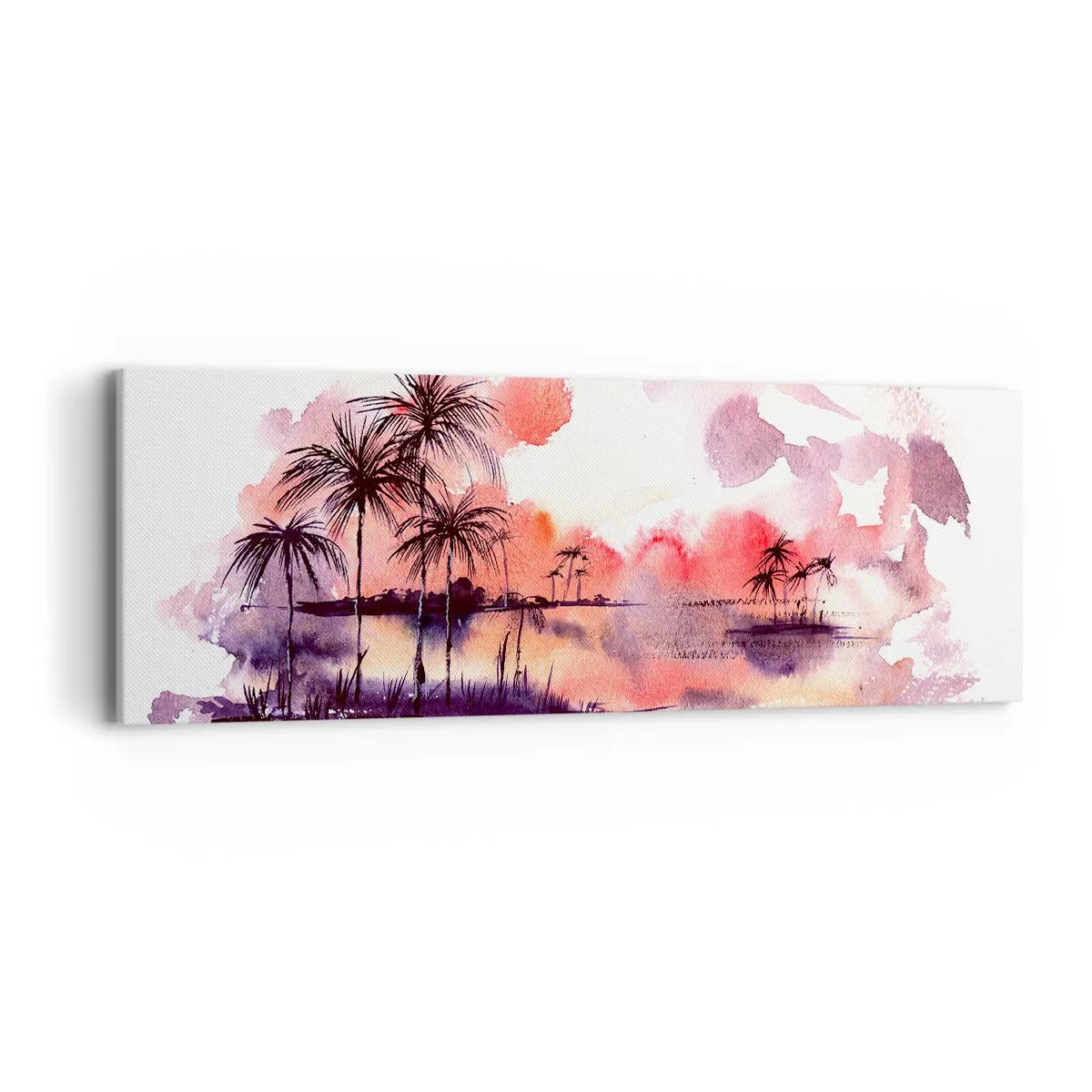 Tablou pe pânză - Liniștea tropicelor în roșu - 90x30 cm