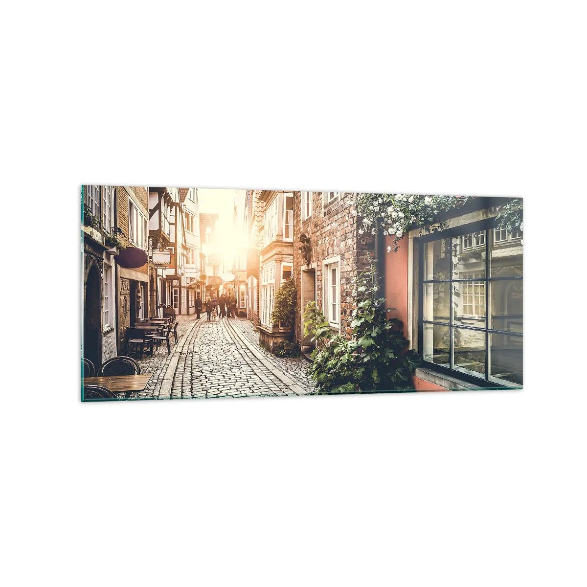 Tablou pe sticlă - Străduță în splendoare roz - 120x50 cm