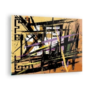Tablou pe sticlă - Compoziție geometrică abstractă în linii ascuțite - 70x50cm - Tăietură ascuțită - Decorațiune modernă pentru perete pentru living și dormitor ARTTOR
