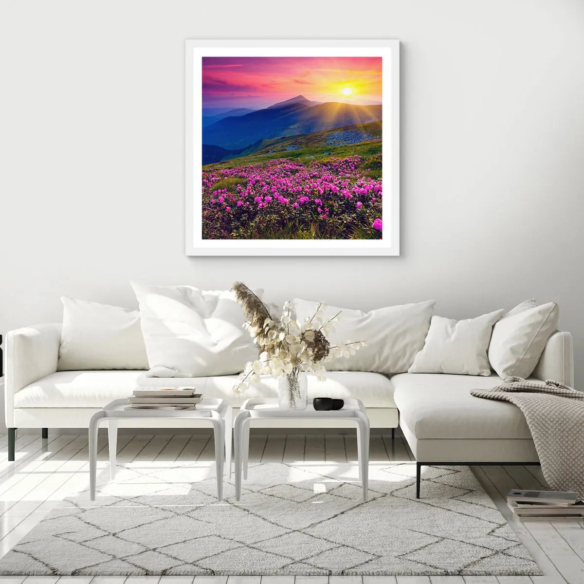 Poster în ramă albă - ... Și peste tot în jur se simte un miros de jneapăn și parfum de ierburi... - 50x50 cm