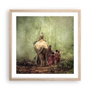 Poster în ramă de stejar deschis - Noua Carte a Junglei - 50x50 cm