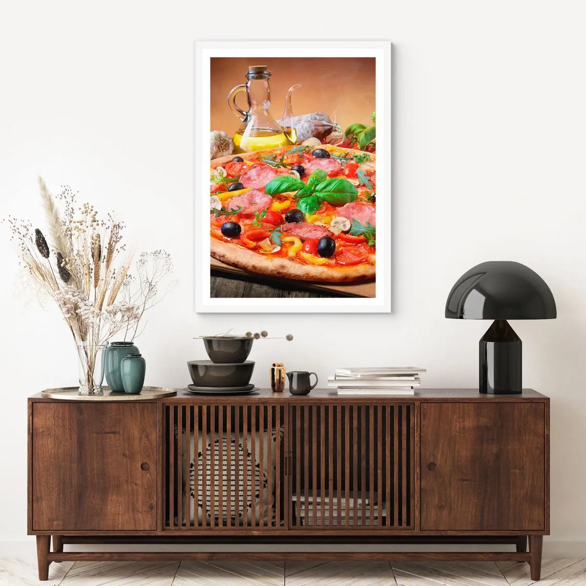 Poster în ramă albă - Cu o adevărată aromă italiană - 50x70 cm