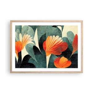 Poster în ramă de stejar deschis - Căldura de la tropice și răcoarea verdeței - 70x50 cm