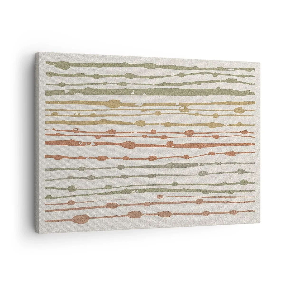 Tablou pe pânză Canvas - Un model de linii în nuanțe calde pe un fundal deschis - 70x50cm - Notația culorilor muzicale - Decorațiune modernă pentru perete pentru living și dormitor ARTTOR