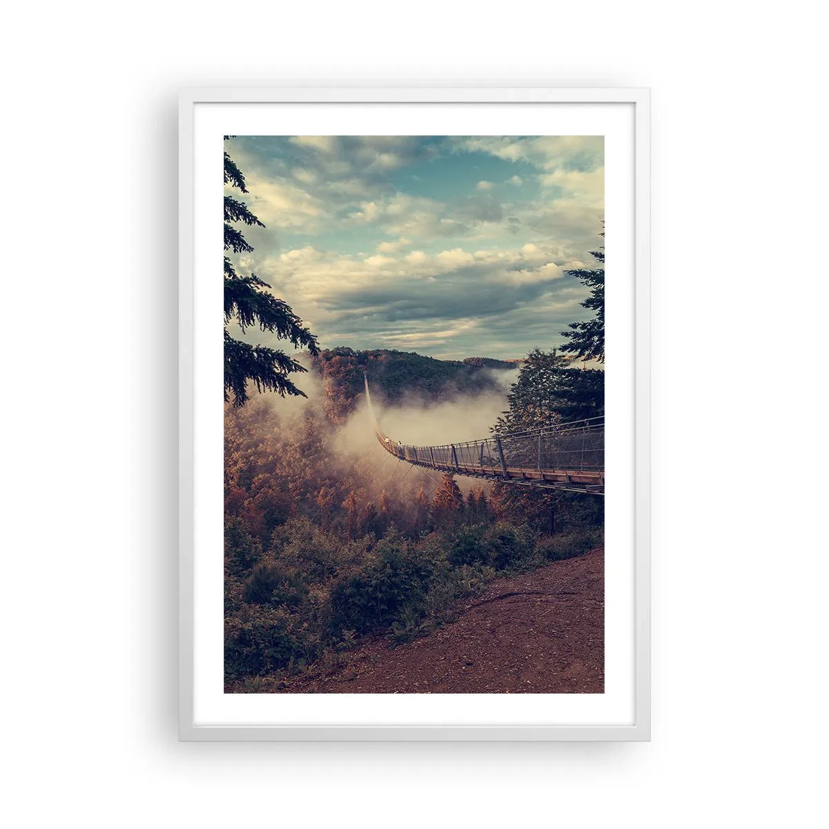 Poster în ramă albă - Deasupra pădurii de toamnă - 50x70 cm