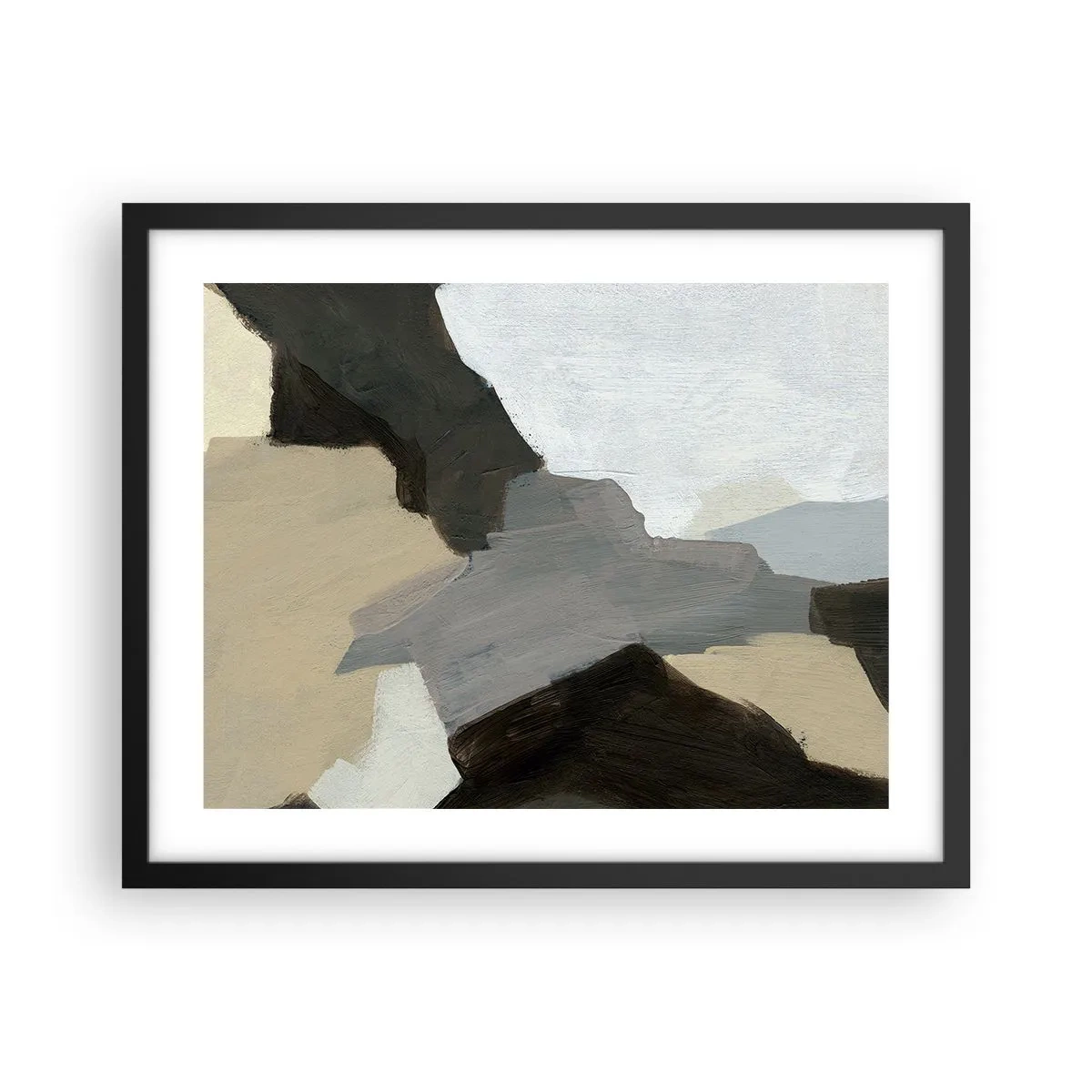 Poster în ramă neagră - Abstracție: despărțirile griului - 50x40 cm