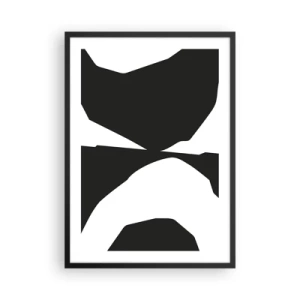 Poster în ramă neagră - Compoziție abstractă alb-negru - 50x70cm - Pozitiv -negativ - Decorațiune modernă pentru perete pentru living și dormitor ARTTOR