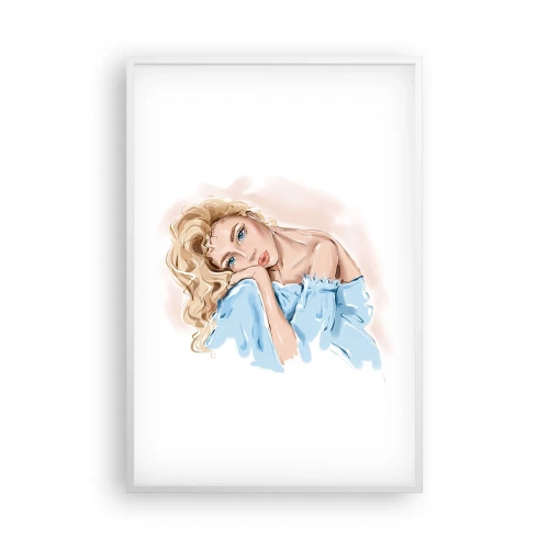 Poster în ramă albă - Scufundată în vis albastru - 61x91 cm