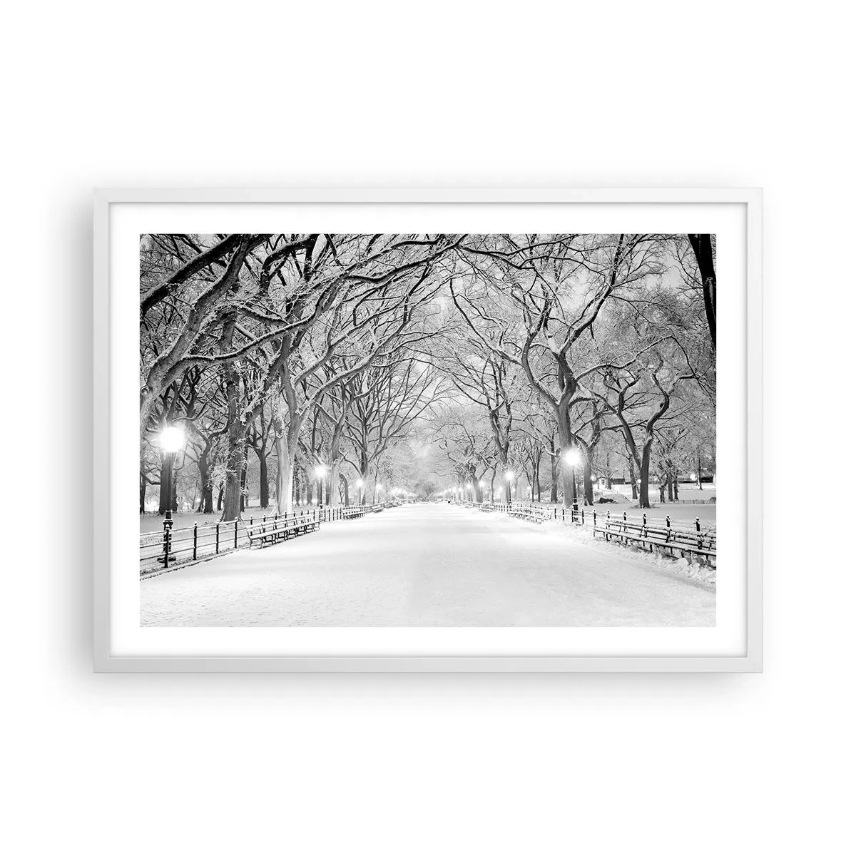 Poster în ramă albă - Cele patru anotimpuri – iarna - 70x50 cm