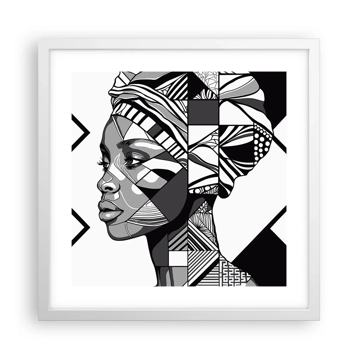 Poster în ramă albă - Portret etnic - 40x40 cm