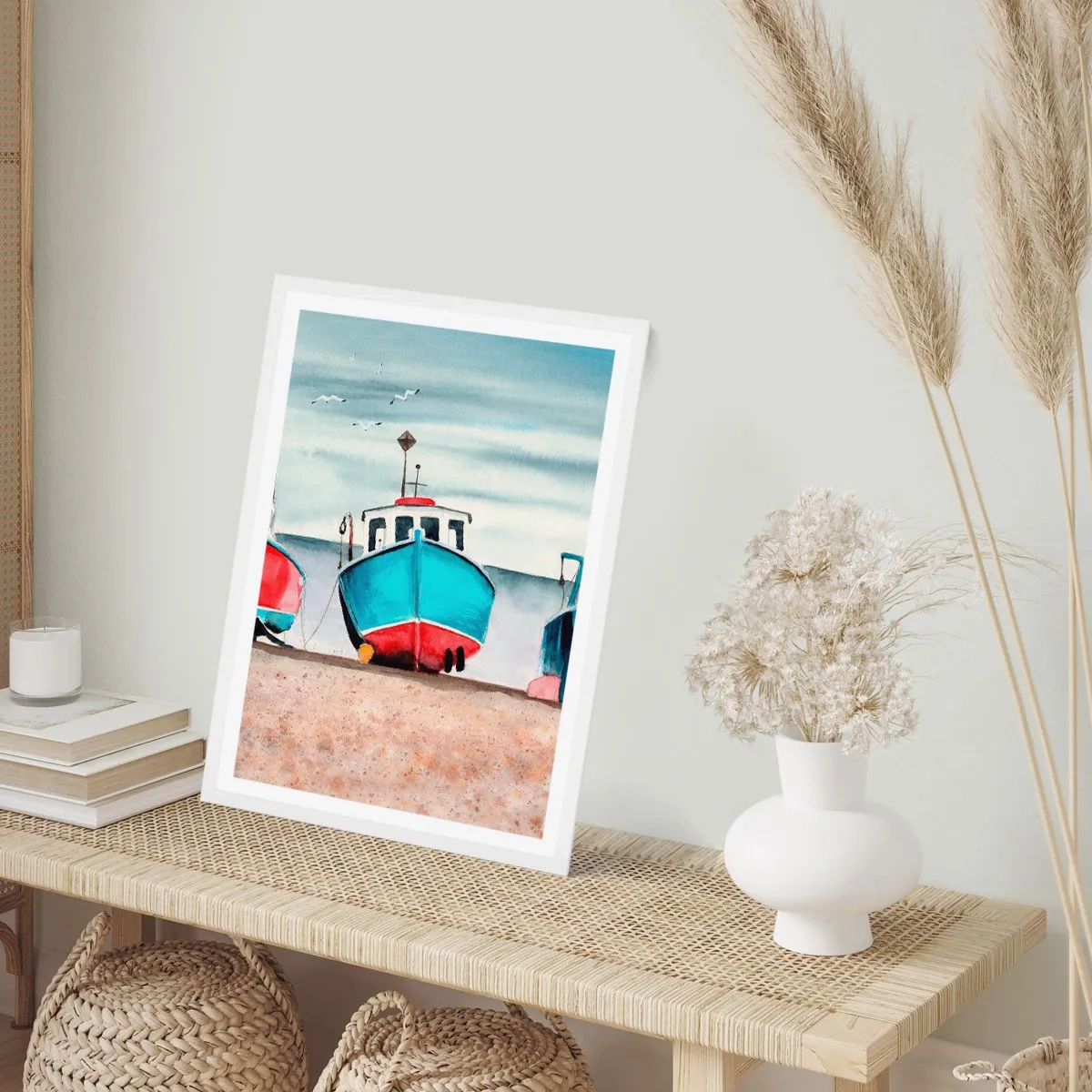 Poster în ramă albă - Gata pentru pescuit - 30x40 cm