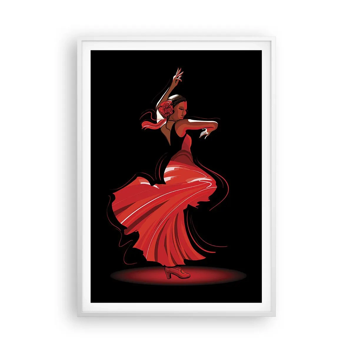 Poster în ramă albă - Spiritul înflăcărat al flamenco-ului - 70x100 cm