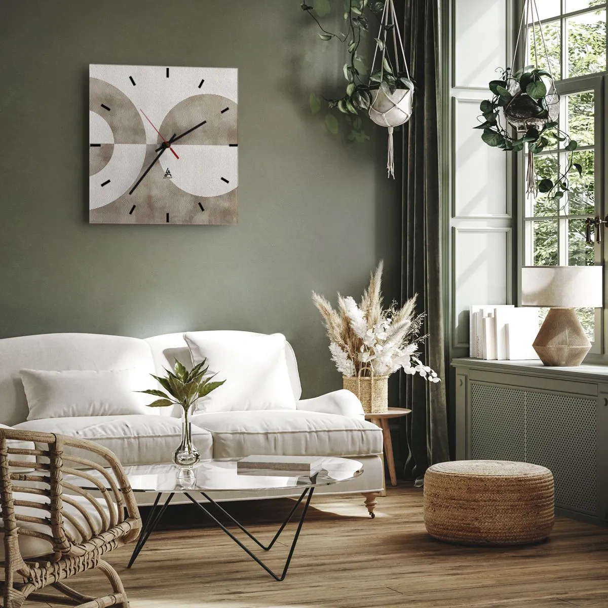 Ceas de perete - Ceas pe sticlă - Similitudini și diferențe - 40x40 cm