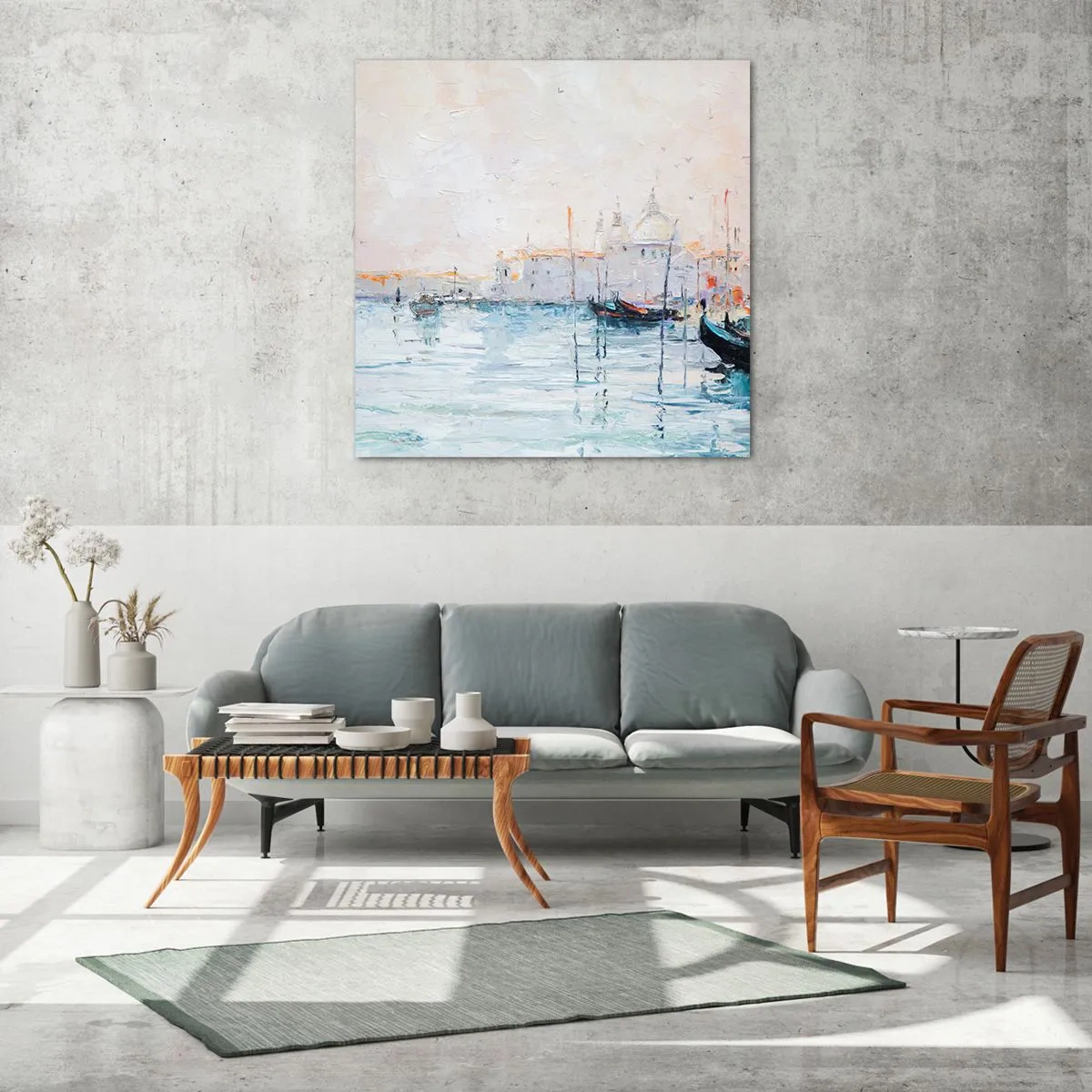 Tablou pe sticlă - În spatele apei, în spatele ceții - 70x70 cm