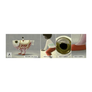 Mostră tapet autocolant Deluxe Sticker - Călărețul Pescărel - Abstracția, Peşte, Pentru copii - 100x30 cm