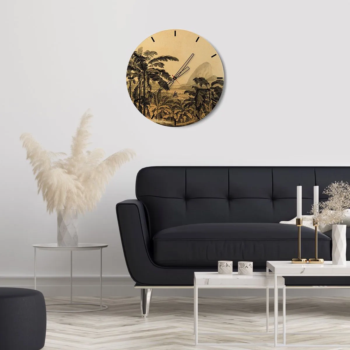 Ceas de perete - Ceas pe sticlă - În stil colonial - 30x30 cm