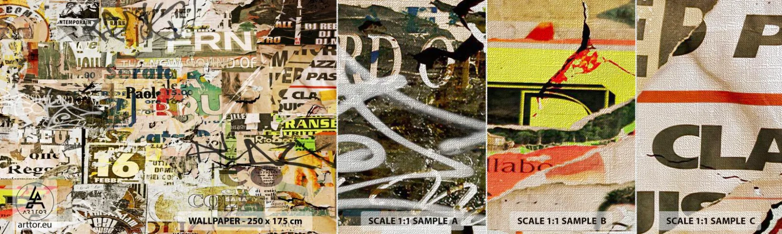 Mostră tapet Premium Canvas - Oh, se întâmplă... - Graffiti, mural, Bucată - 100x30 cm