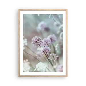 Poster în ramă de stejar deschis - Ierburi dulci filigranate - 50x70 cm