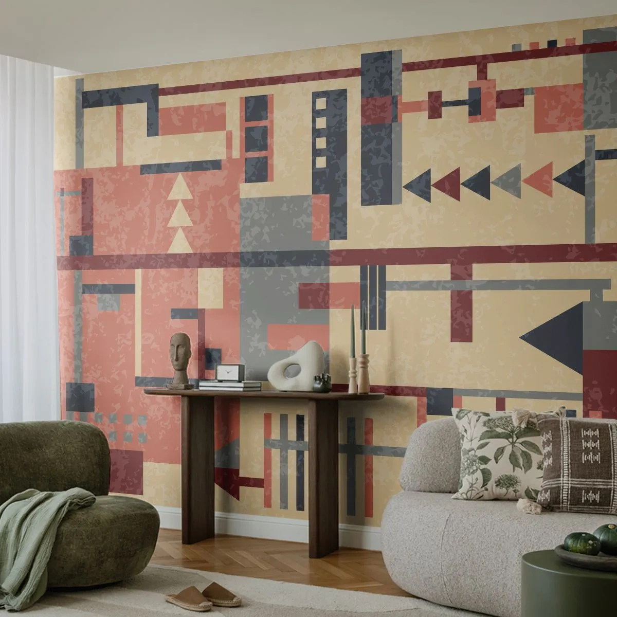 Tapet Premium Canvas - Combinație de verticale și orizontale - Abstracția, Bucată, Model modern - 450x315 cm