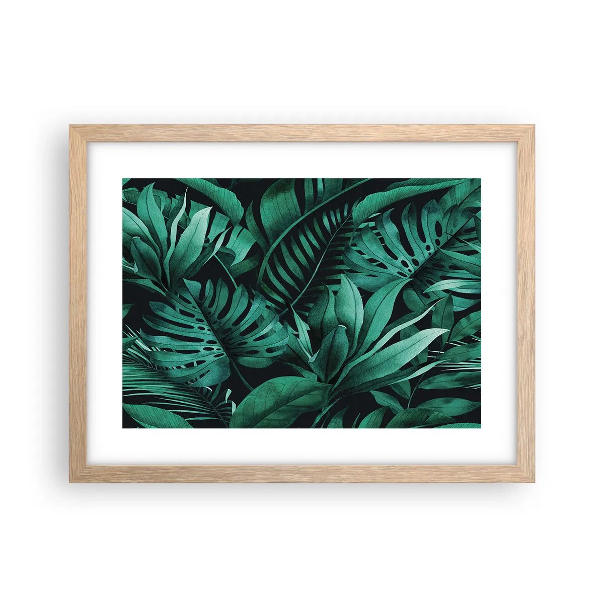 Poster în ramă de stejar deschis - Profunzimea verdelui tropical - 40x30 cm