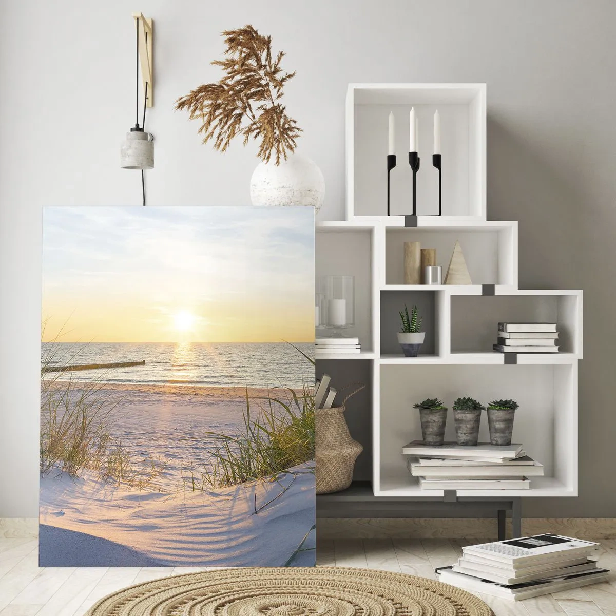 Tablou pe sticlă - Zumzet de mare, o plajă sălbatică printre ierburi... - 50x70 cm