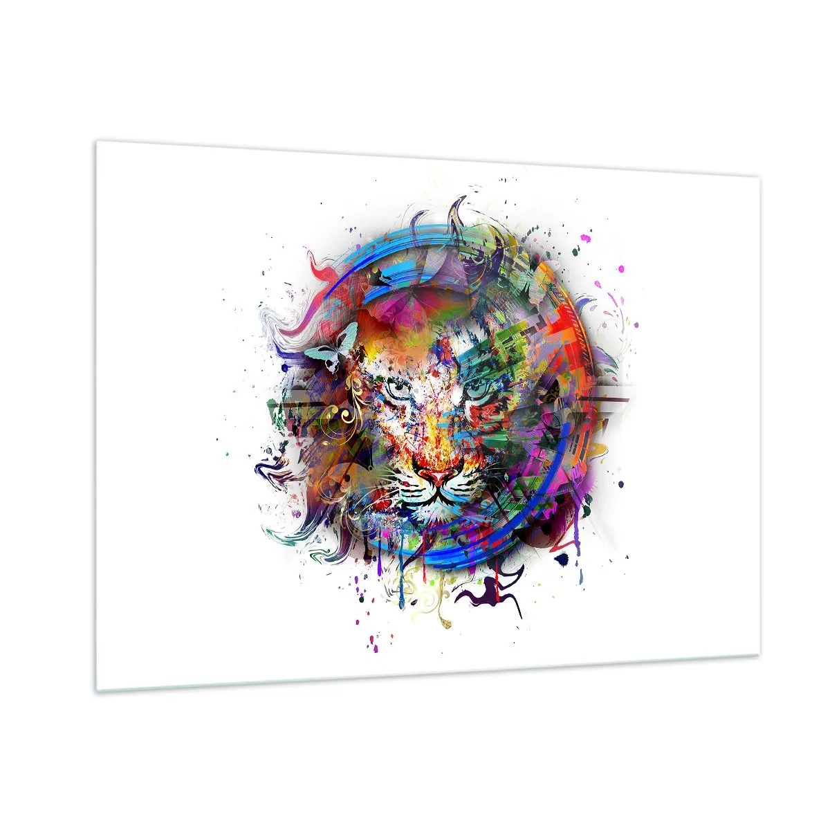 Tablou pe sticlă - Ascunzându-se în spatele voalului curcubeu - 100x70 cm